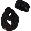 image:imageFunky Junque Womens Headwrap amp Infinity Scarf Set  Soft Knit Winter Accessories Trendy Cold Weather Gifts for WomenA Confetti Black Design