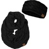 image:imageFunky Junque Womens Headwrap amp Infinity Scarf Set  Soft Knit Winter Accessories Trendy Cold Weather Gifts for WomenSolid Black