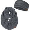 image:imageFunky Junque Womens Headwrap amp Infinity Scarf Set  Soft Knit Winter Accessories Trendy Cold Weather Gifts for WomenSolid Charcoal