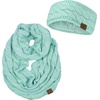 image:imageFunky Junque Womens Headwrap amp Infinity Scarf Set  Soft Knit Winter Accessories Trendy Cold Weather Gifts for WomenSolid Mint