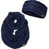 image:imageFunky Junque Womens Headwrap amp Infinity Scarf Set  Soft Knit Winter Accessories Trendy Cold Weather Gifts for WomenSolid Navy