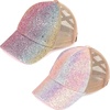 image:imageFunky Junque Girls Criss Cross Ponytail Baseball Cap Kids Messy Bun Hat2 Pack Mermaid  Unicorn Ombre Glitter