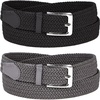 image:imageFunky Junque Mens Braided Stretch Belt Golf Elastic Rope1 Black  1 Grey Bundle