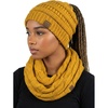 image:imageFunky Junque Womens Cozy Infinity Scarf amp Messy Bun Beanie Set Winter Accessory SetMustard