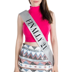 image:imageFunky Junque Birthday Sash for Women  Glitter Birthday Girl Queen Bachelorette Bride to Be 21st 30th 50thFinally 21 Silver