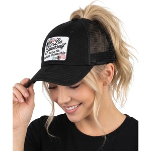 image:imageFunky Junque Criss Cross Ponytail Baseball Cap Womens Trucker Mesh HatBe Yourself But a Little Bit Better  Black