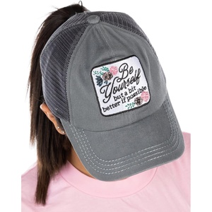image:imageFunky Junque Criss Cross Ponytail Baseball Cap Womens Trucker Mesh HatBe Yourself But a Little Bit Better  Grey