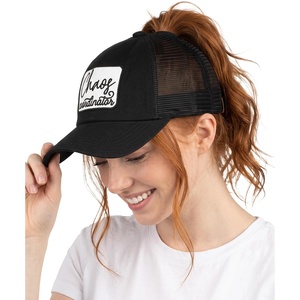 image:imageFunky Junque Criss Cross Ponytail Baseball Cap Womens Trucker Mesh HatChaos Coordinator  Black
