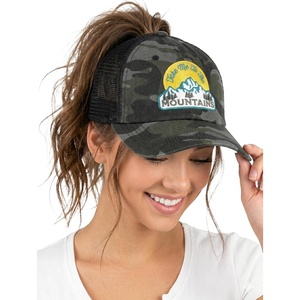 image:imageFunky Junque Criss Cross Ponytail Baseball Cap Womens Trucker Mesh HatTake Me to the Mountains  Black Camo