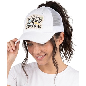 image:imageFunky Junque Criss Cross Ponytail Baseball Cap Womens Trucker Mesh HatTequila  Lime  and Sunshine  White