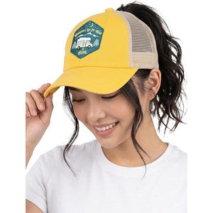 image:imageFunky Junque Criss Cross Ponytail Baseball Cap Womens Trucker Mesh HatWherever I Lay My Head is Home  Yellow