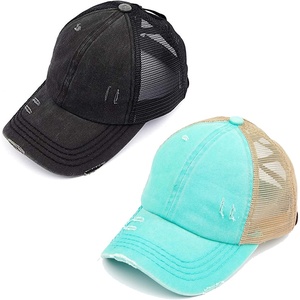 image:imageFunky Junque Criss Cross Ponytail Cap Messy Bun Distressed Baseball Hat2 Pack  Black  Mint