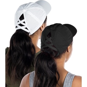 image:imageFunky Junque Criss Cross Ponytail Cap Messy Bun Distressed Baseball Hat2 Pack  Laser Cut Black  White