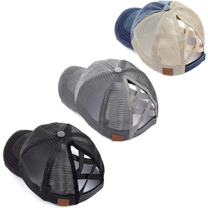 image:imageFunky Junque Criss Cross Ponytail Cap Messy Bun Distressed Baseball Hat3 Pack  Black  Grey   Navy