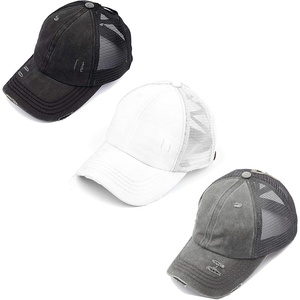 image:imageFunky Junque Criss Cross Ponytail Cap Messy Bun Distressed Baseball Hat3 Pack  Black  White   Grey