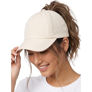 image:imageFunky Junque Criss Cross Ponytail Cap Messy Bun Distressed Baseball HatLaser Cut Beige