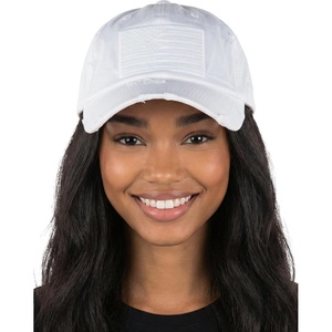 image:imageFunky Junque Distressed Baseball Cap Vintage Embroidered Dad HatAmerican Flag  WhiteWhite Flag