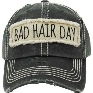 image:imageFunky Junque Distressed Baseball Cap Vintage Embroidered Dad HatBad Hair Day  Black
