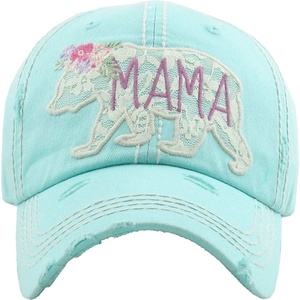 image:imageFunky Junque Distressed Baseball Cap Vintage Embroidered Dad HatMama Bear Lace  Mint
