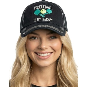 image:imageFunky Junque Distressed Baseball Cap Vintage Embroidered Dad HatPickleball is My Therapy  Black