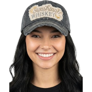 image:imageFunky Junque Distressed Baseball Cap Vintage Embroidered Dad HatSunshine Whiskey WGlass  Black
