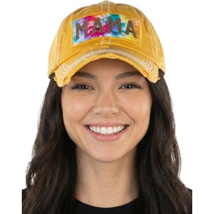 image:imageFunky Junque Distressed Baseball Cap Vintage Embroidered Dad HatTie Dye Mama Patch  Yellow