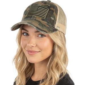 image:imageFunky Junque Distressed Mesh Low Profile Trucker Hat Snapback CapGreen Camo WFlag