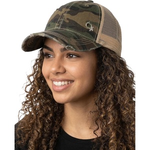image:imageFunky Junque Distressed Mesh Low Profile Trucker Hat Snapback CapGreen CamoBeige Mesh