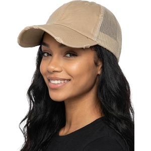 image:imageFunky Junque Distressed Mesh Low Profile Trucker Hat Snapback CapKhaki
