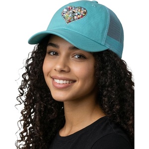 image:imageFunky Junque Distressed Mesh Low Profile Trucker Hat Snapback CapMixed Stone Heart Mint