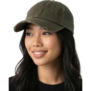 image:imageFunky Junque Distressed Mesh Low Profile Trucker Hat Snapback CapOlive
