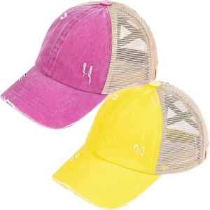image:imageFunky Junque Girls Criss Cross Ponytail Baseball Cap Kids Messy Bun Hat2 Pack Grape  Lemon