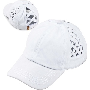 image:imageFunky Junque Girls Criss Cross Ponytail Baseball Cap Kids Messy Bun HatBasketweave White