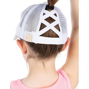 image:imageFunky Junque Girls Criss Cross Ponytail Baseball Cap Kids Messy Bun HatWhite Washed