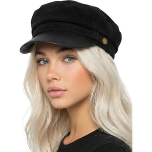 image:imageFunky Junque Greek Fisherman Newsboy Cap Cotton Captains Bakerboy HatFaux Suede  Black
