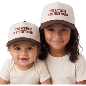 image:imageFunky Junque Infant amp Kid Vintage TwoTone Embroidered Trucker Hat 2 Pack Bundle  This Actually is My First Rodeo  BrownBeige
