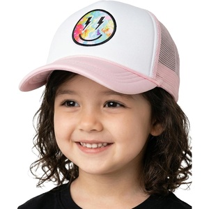 image:imageFunky Junque Kids Mesh Baseball Hat Toddler Adjustable Trucker CapSmiley W Lightning Bolt  Light PinkWhite