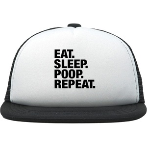 image:imageFunky Junque Kids Trucker Hat Toddler Boys amp Girls Flat Brim Baseball CapEat Sleep Poop Repeat  BlackWhite