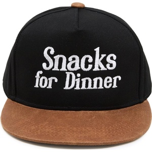image:imageFunky Junque Kids Trucker Hat Toddler Boys amp Girls Flat Brim Baseball CapSnacks for Dinner  BlackFaux Lather Brim