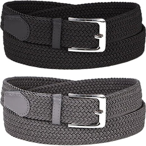 image:imageFunky Junque Mens Braided Stretch Belt Golf Elastic Rope1 Black  1 Grey Bundle