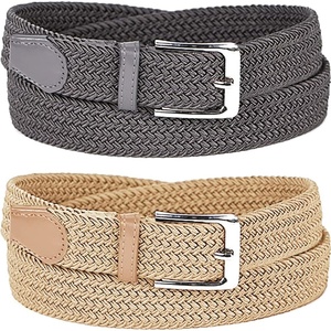 image:imageFunky Junque Mens Braided Stretch Belt Golf Elastic Rope1 Cream  1 Grey Bundle