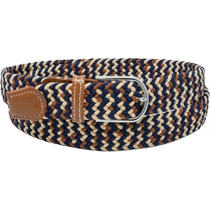 image:imageFunky Junque Mens Braided Stretch Belt Golf Elastic RopeNavyBrownCream Mix