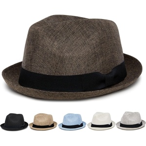 image:imageFunky Junque Mens Panama Porkpie Fedora Linen Summer Beach HatCoffee Brown
