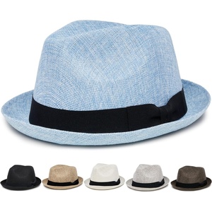 image:imageFunky Junque Mens Panama Porkpie Fedora Linen Summer Beach HatLight Blue