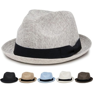 image:imageFunky Junque Mens Panama Porkpie Fedora Linen Summer Beach HatLight Grey