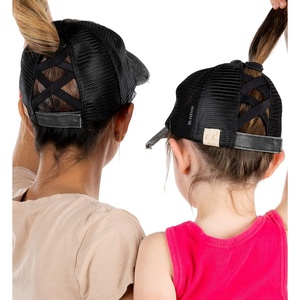 image:imageFunky Junque Mommy Me Criss Cross Ponytail Baseball Cap Set2 Pack Black