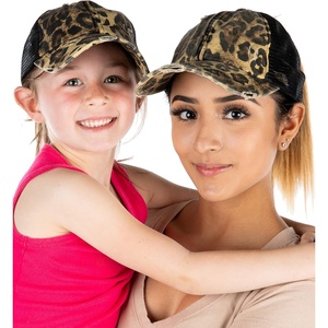 image:imageFunky Junque Mommy Me Criss Cross Ponytail Baseball Cap Set2 Pack Leopard Black