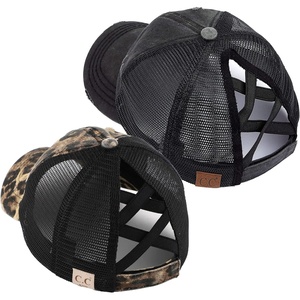 image:imageFunky Junque Mommy Me Criss Cross Ponytail Baseball Cap Set2 Pack Mom Black  Child Leopard Black