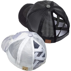 image:imageFunky Junque Mommy Me Criss Cross Ponytail Baseball Cap Set2 Pack Mom Black  Child White Camo