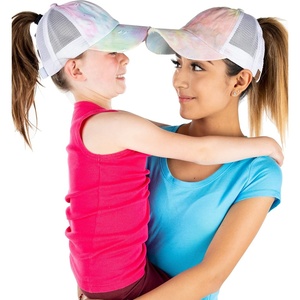 image:imageFunky Junque Mommy Me Criss Cross Ponytail Baseball Cap Set2 Pack Tie Dye Cotton Candy WMesh